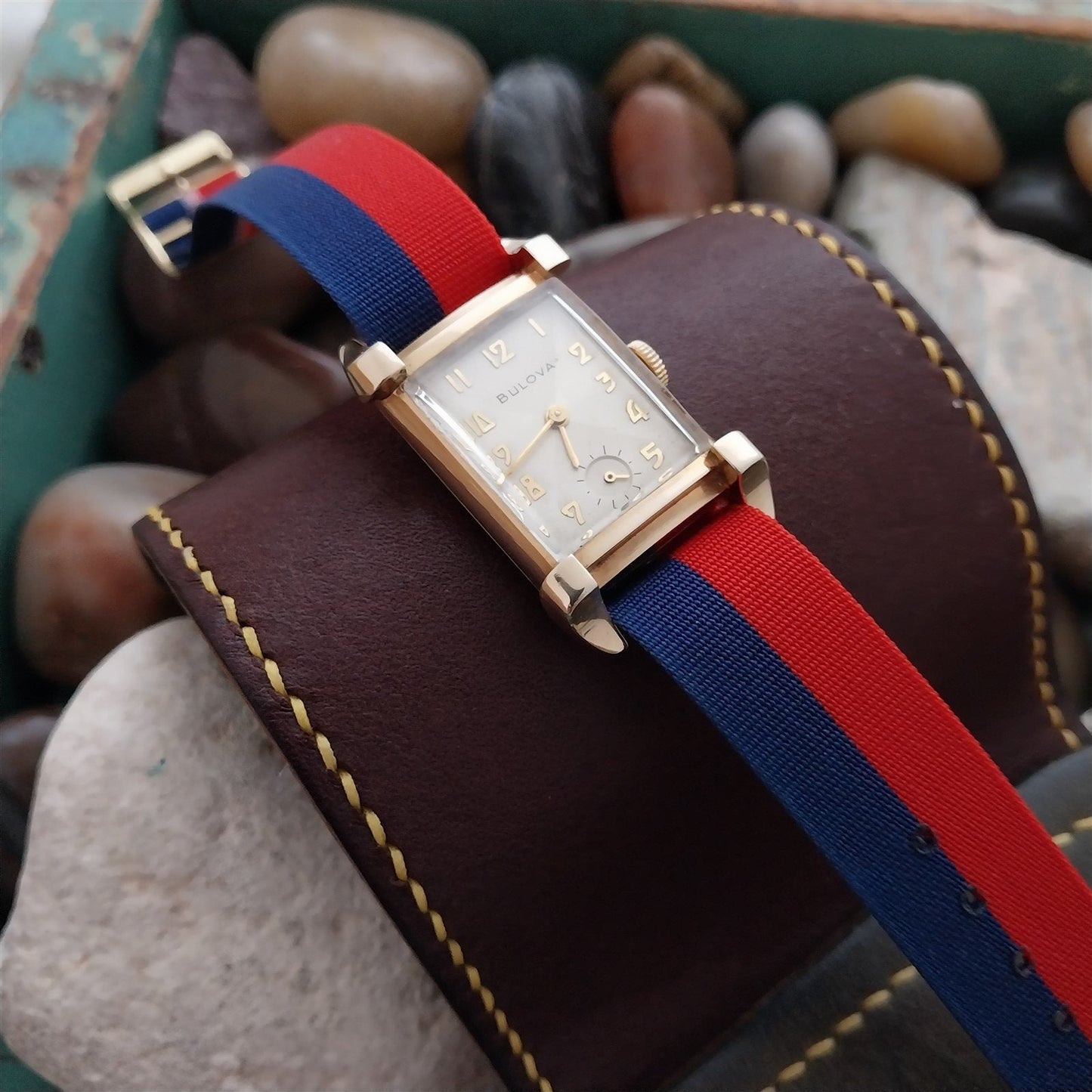 Perlon 16mm 1960s Reversible Red White & Blue Classic Unused Vintage Watch Band