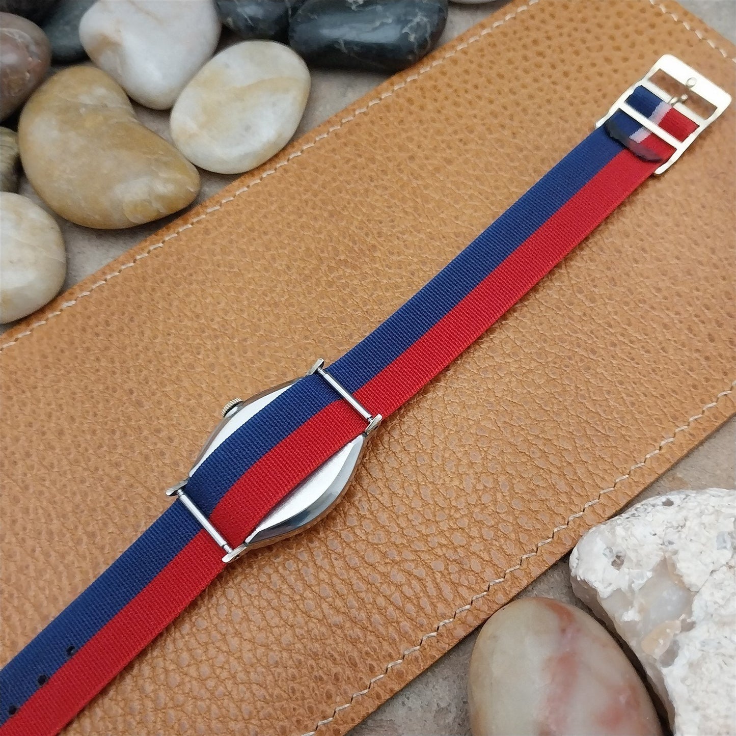 Perlon 16mm 1960s Reversible Red White & Blue Classic Unused Vintage Watch Band