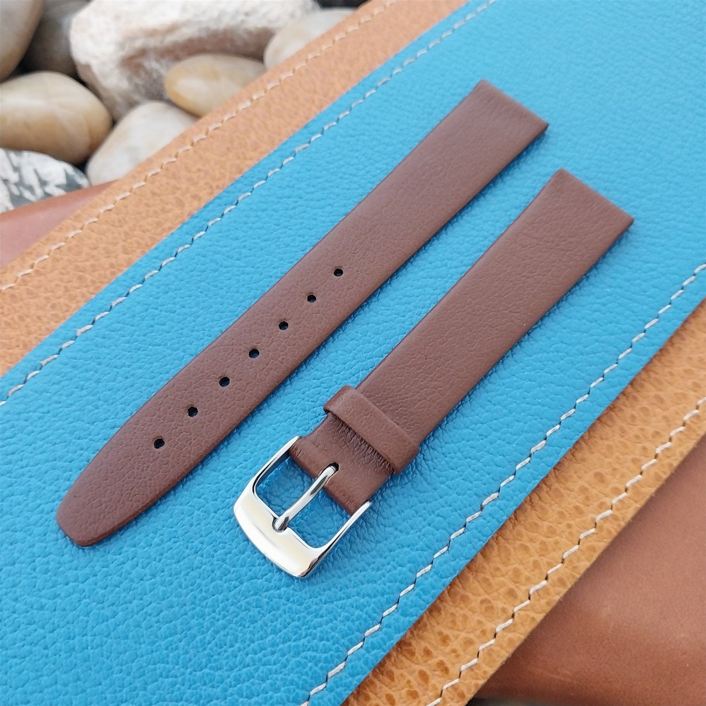 16mm 5/8" Hirsch Calf Leather Unused Vintage Watch Band & Stainless Buckle