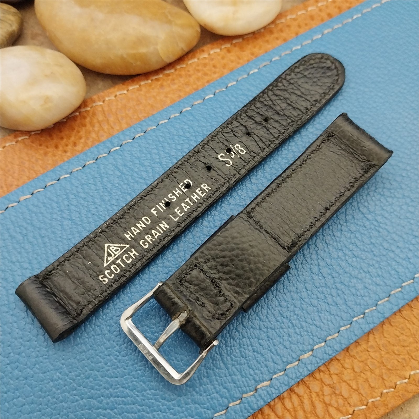 A-11 Elgin Buckle &Champion Short Scotch Grain Leather Unused Vintage Watch Band