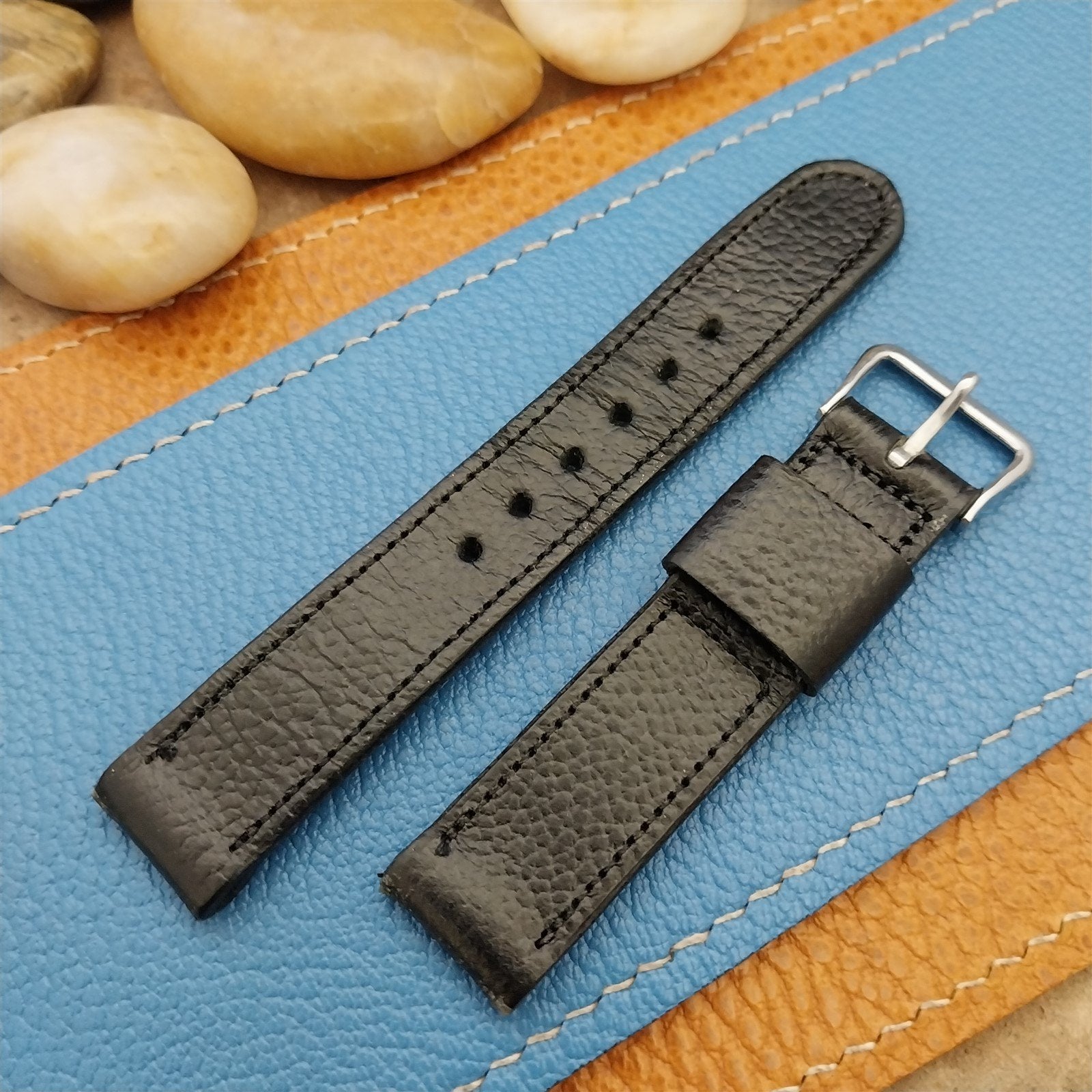 A-11 Elgin Buckle &Champion Short Scotch Grain Leather Unused Vintage Watch Band