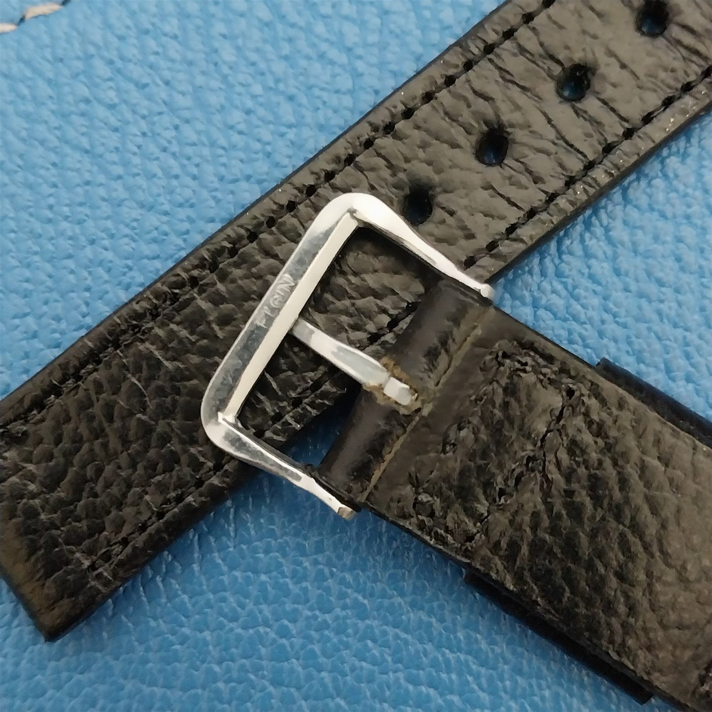 A-11 Elgin Buckle &Champion Short Scotch Grain Leather Unused Vintage Watch Band