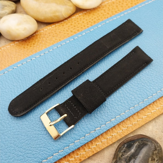 5/8 JB Champion Black Padded Suede Single-Keeper Unused 1960s Vintage Watch Band