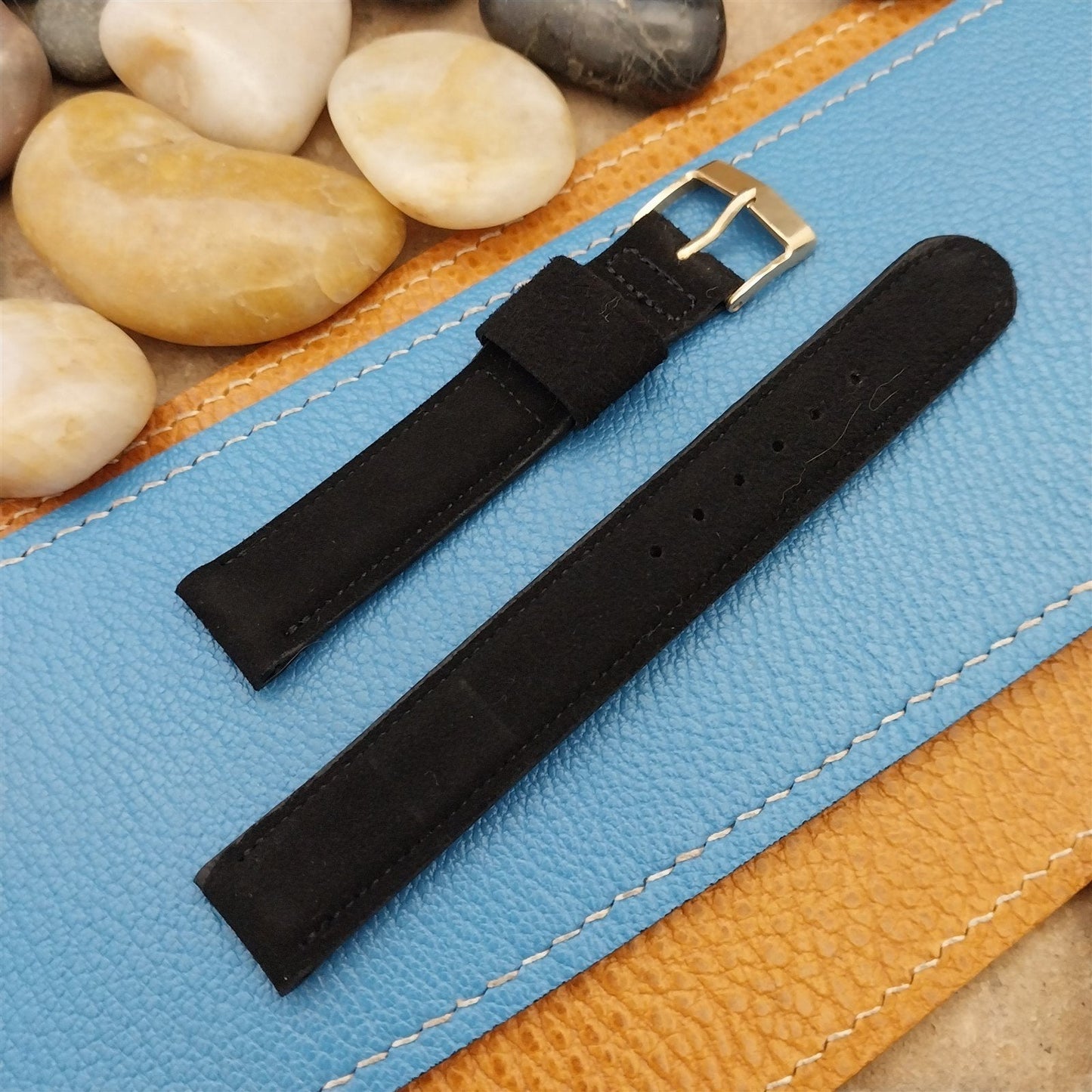 5/8 JB Champion Black Padded Suede Single-Keeper Unused 1960s Vintage Watch Band