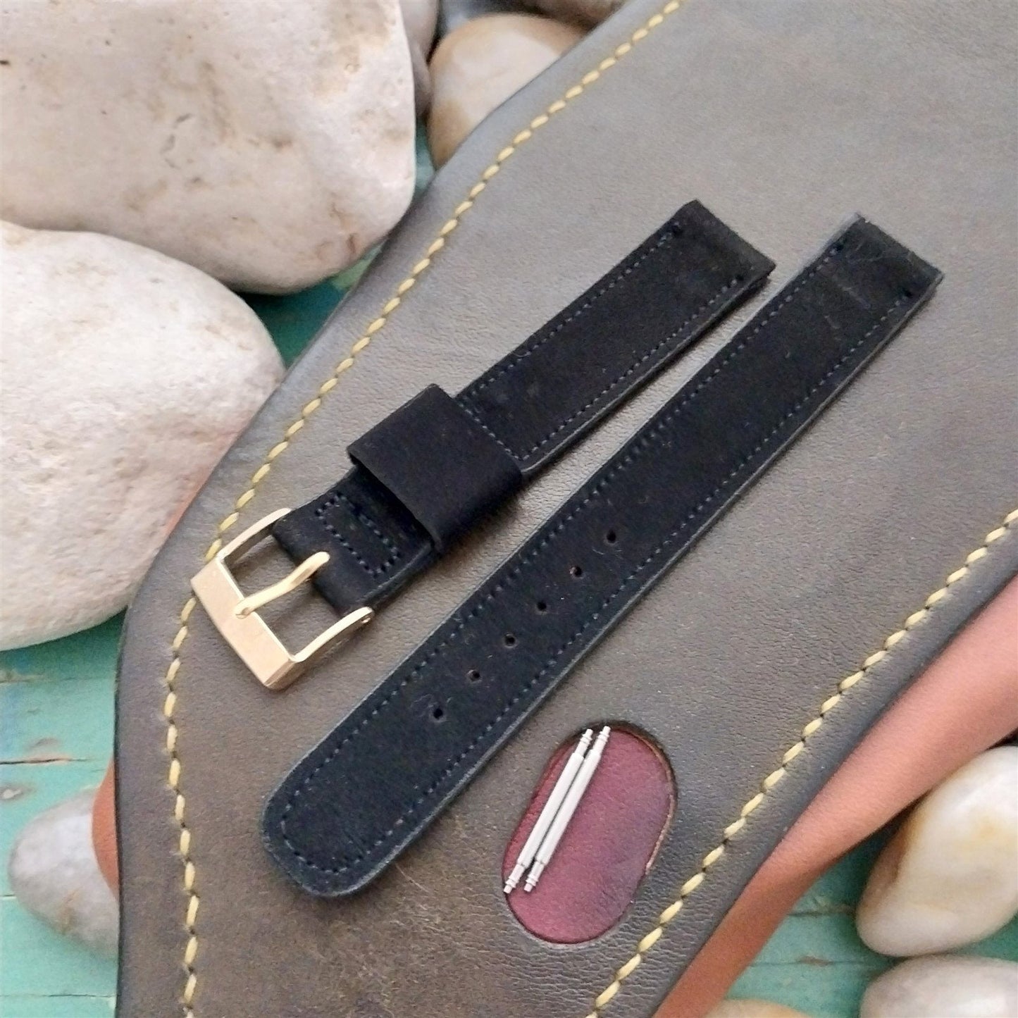 5/8" JB Champion Black Suede Single-Keeper Unused 1950s Vintage Watch Band