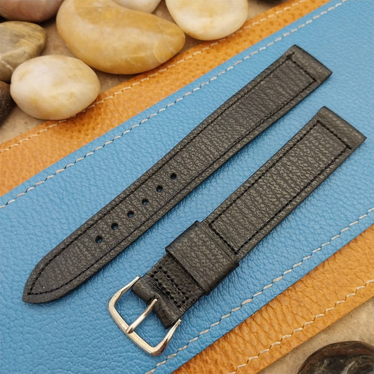 11/16 Kreisler Black Saddle Leather Tapered Long Unused 1950s Vintage Watch Band