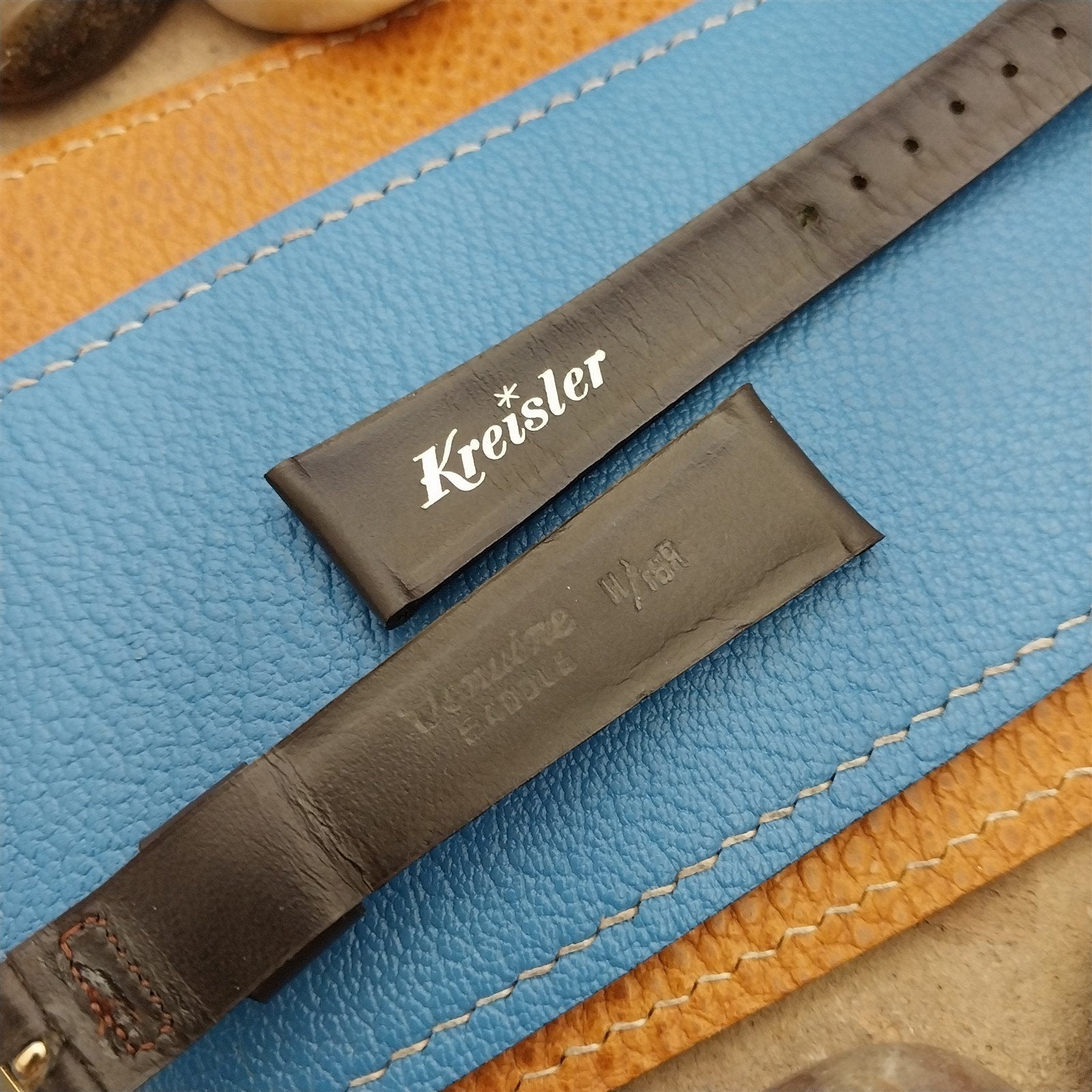 11/16" Kreisler Brown BeadLine Padded Leather Unused 1960s Vintage Watch Band