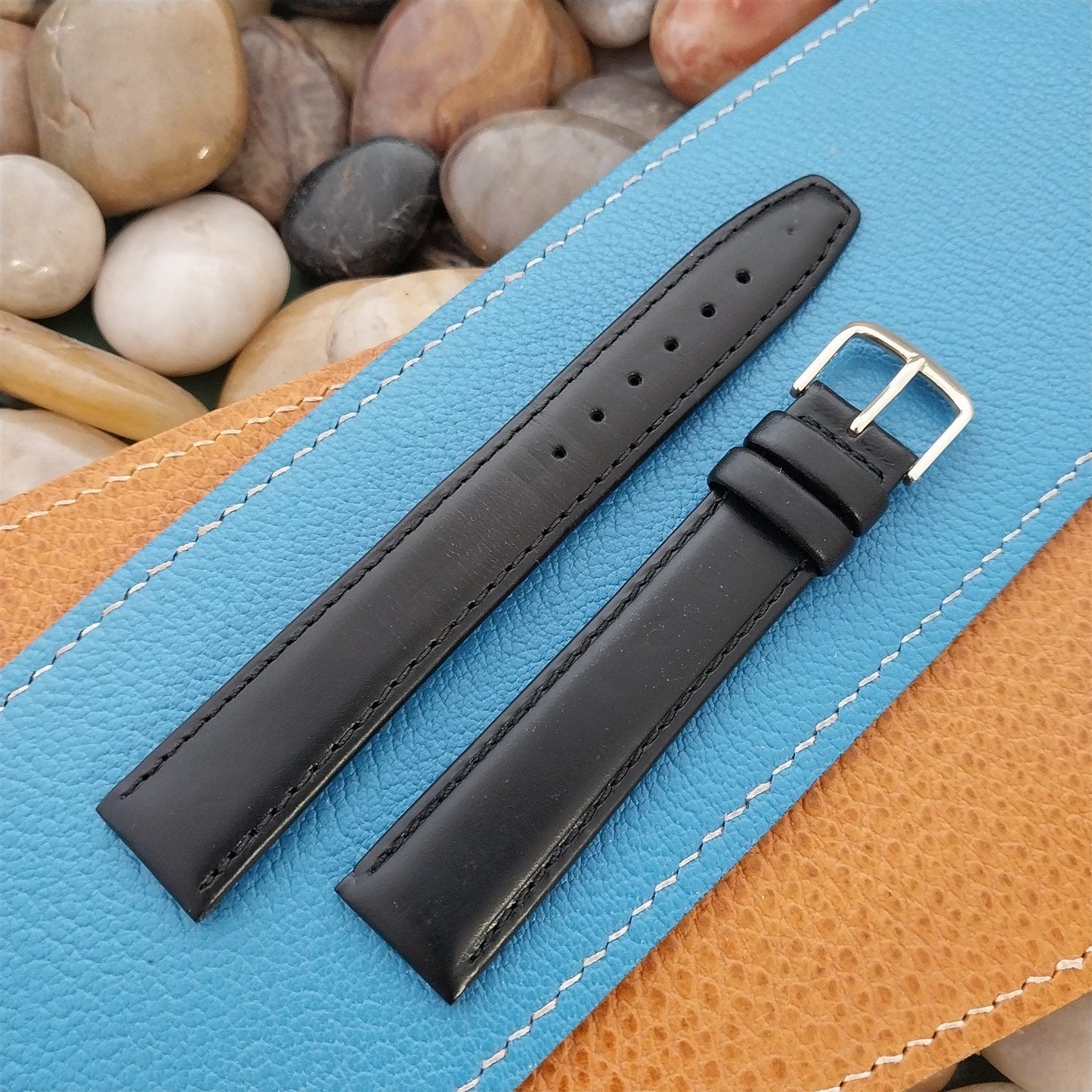 18mm Hadley Roma Long Black Oil-Tanned Leather Unused Watch Band