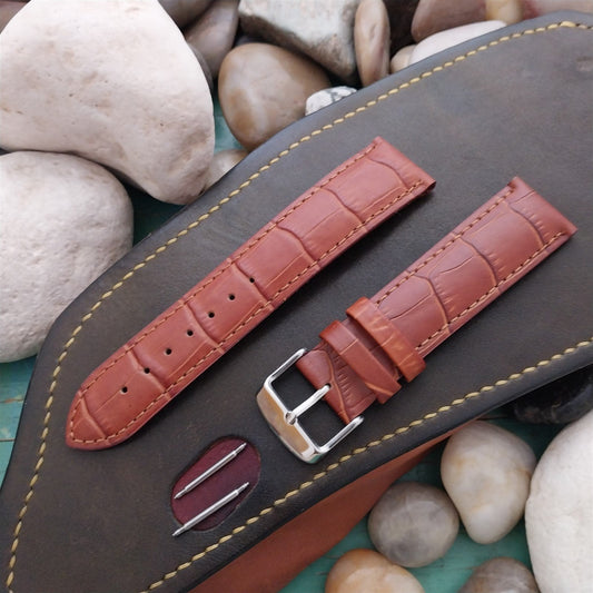 22mm Hadley Roma Brown Croco-Grain Leather Unused Watch Band