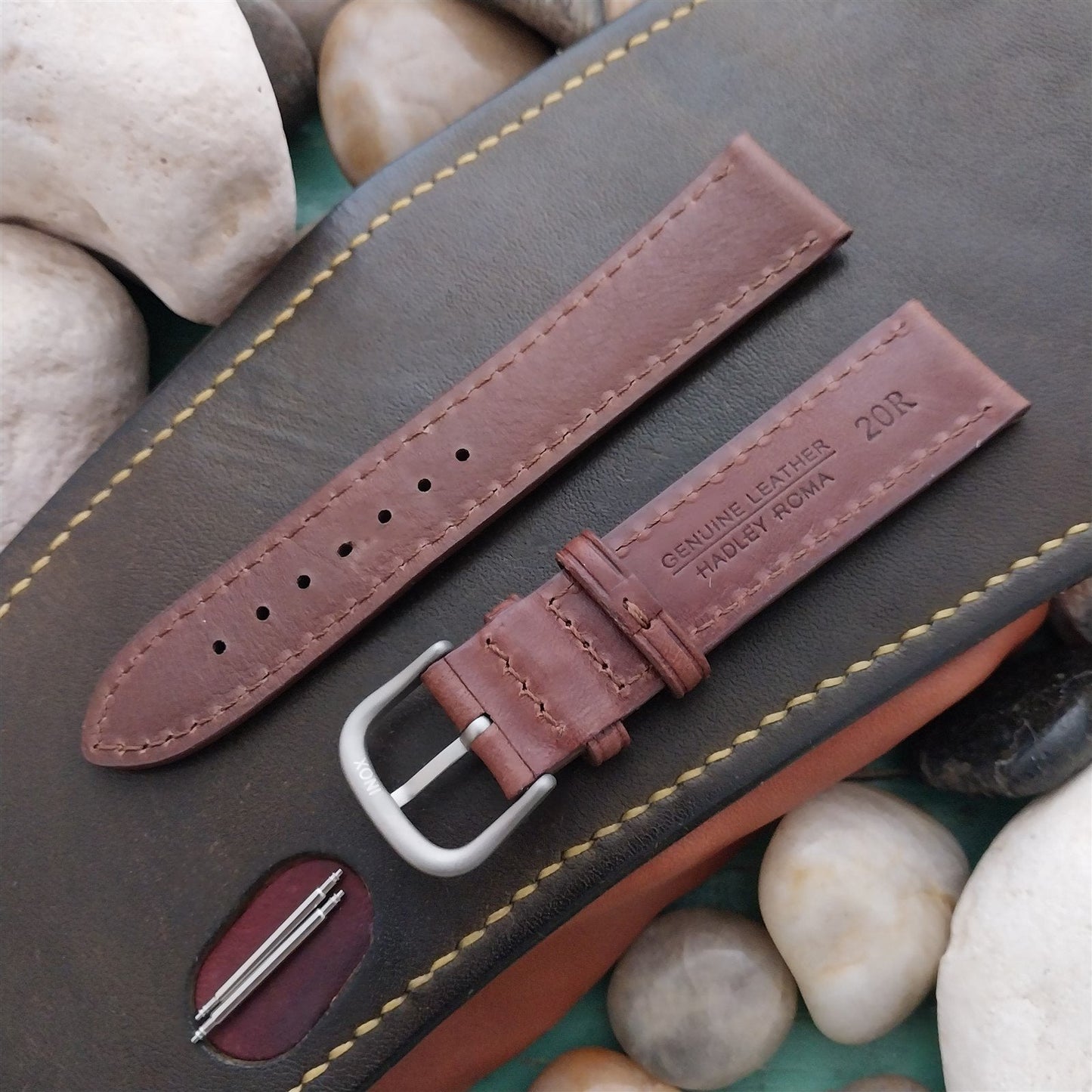 20mm Hadley Roma Brown Self-Lined Leather Unused Watch Band