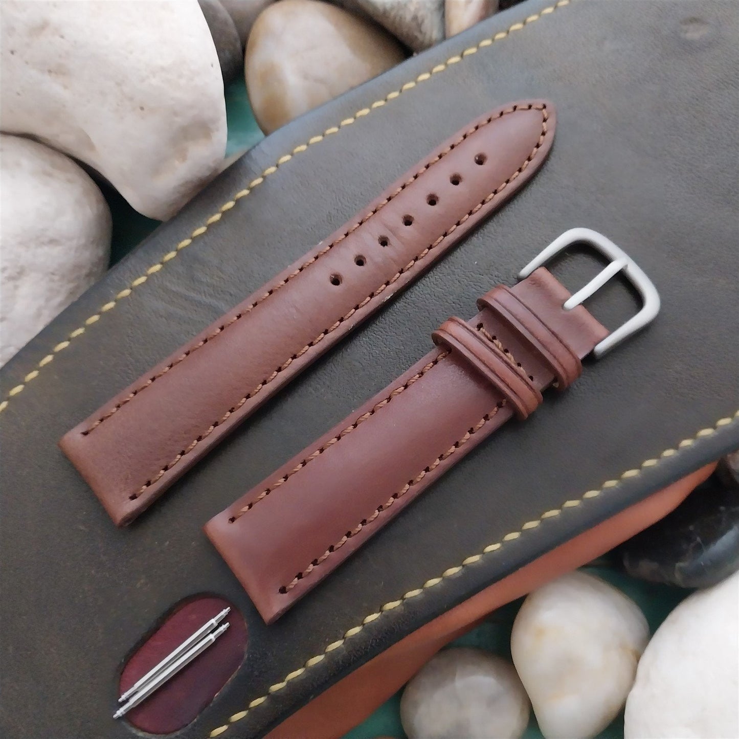 20mm Hadley Roma Brown Self-Lined Leather Unused Watch Band