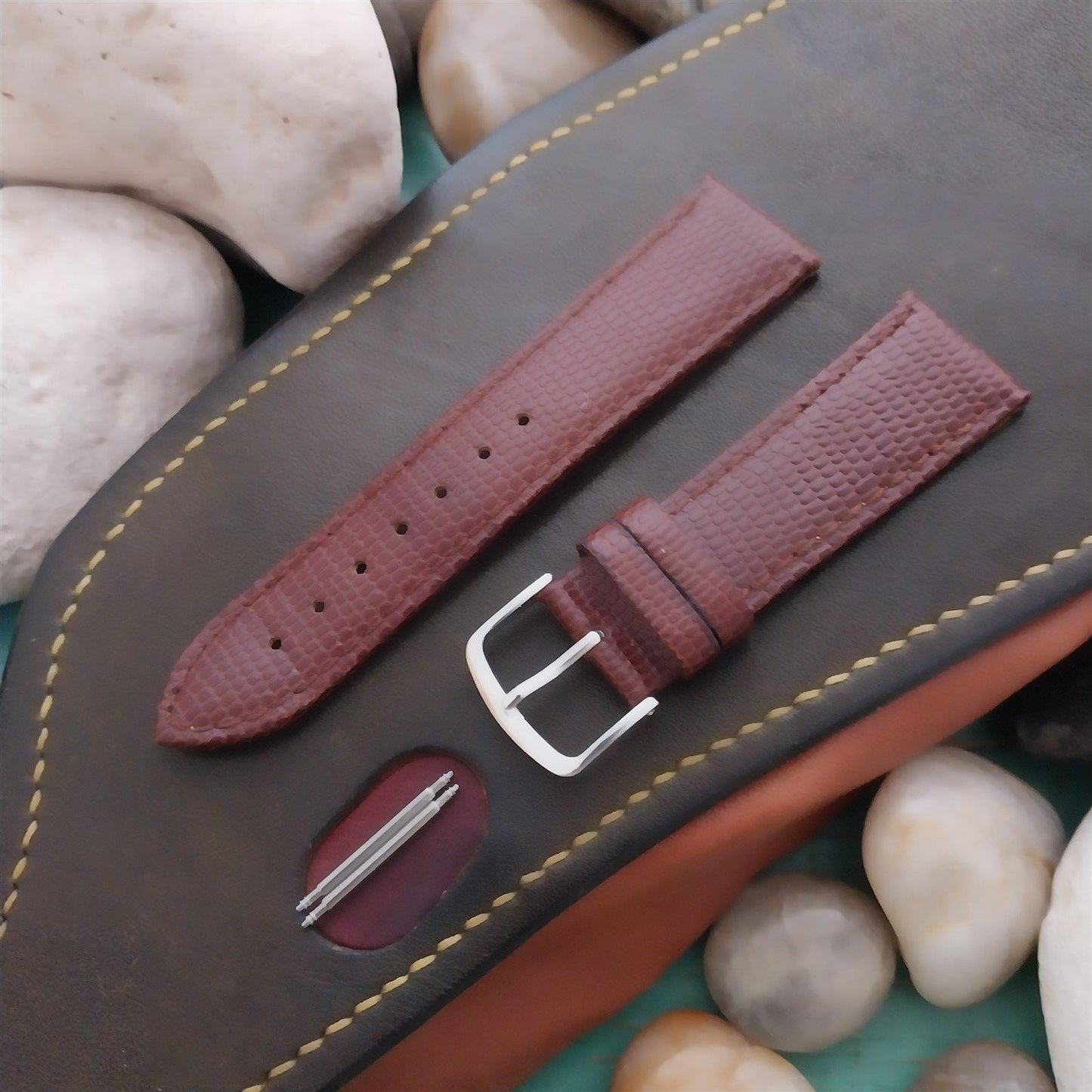 20mm Hadley Roma Brown Lizard-Grain Leather Unused Watch Band