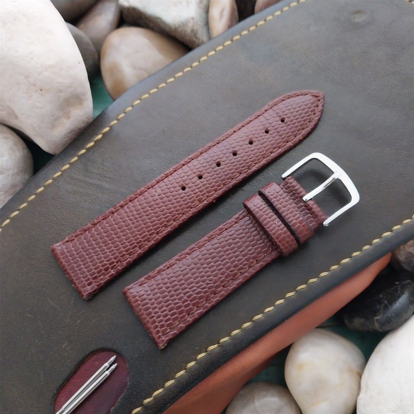 20mm Hadley Roma Brown Lizard-Grain Leather Unused Watch Band