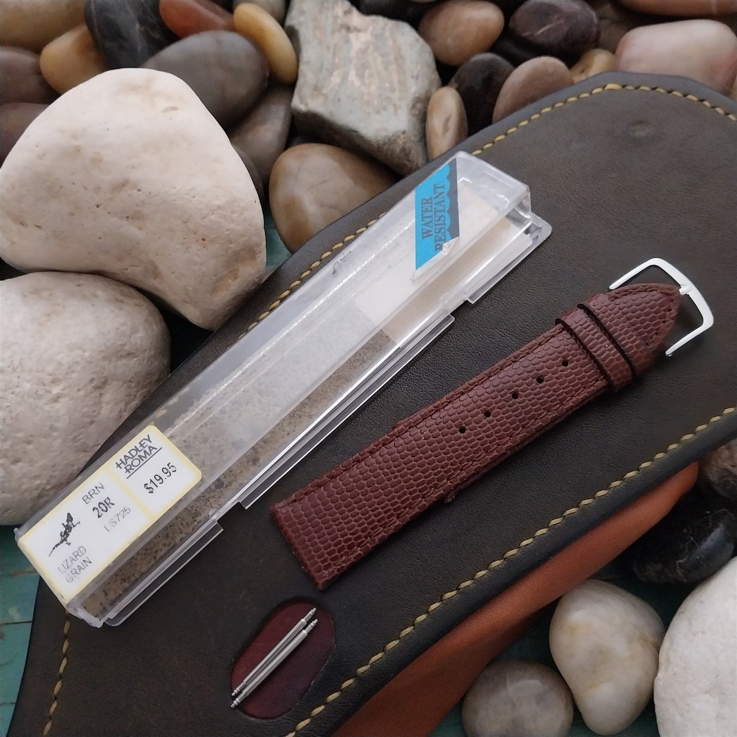 20mm Hadley Roma Brown Lizard-Grain Leather Unused Watch Band