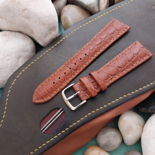 22mm Hadley Roma Brown Croco-Grain Leather Unused Watch Band