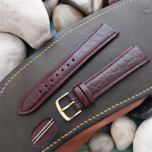 22mm Long Hadley Roma Brown Croco-Grain Leather Unused Watch Band