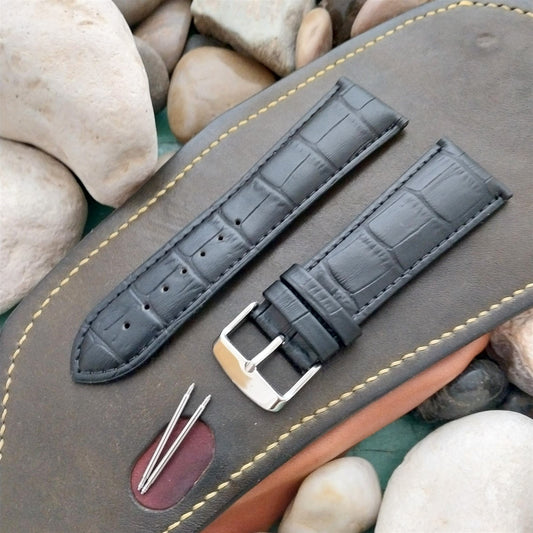 26mm Hadley Roma Black Croco-Grain Leather Unused Watch Band