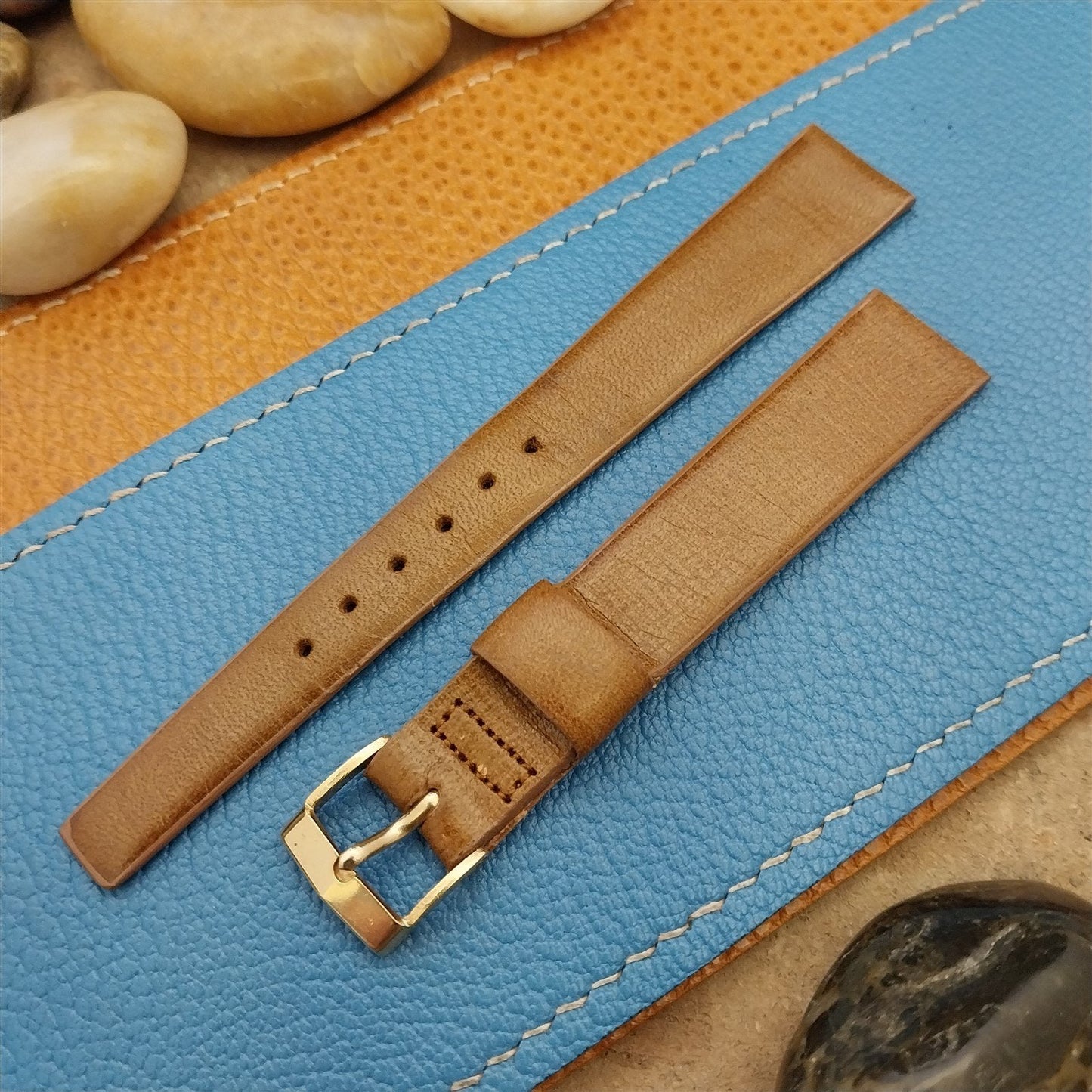 Vintage 5/8" Kreisler Trapeze Tapered Brown Saddle Leather Unused nos Watch Band