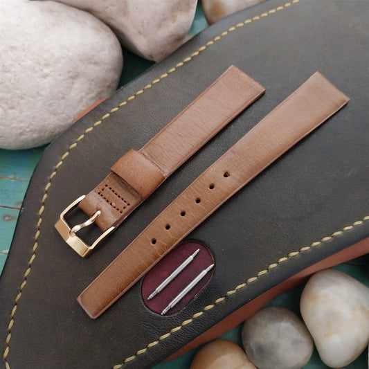 5/8" Kreisler Trapeze Tapered Brown Saddle Leather Unused Vintage Watch Band