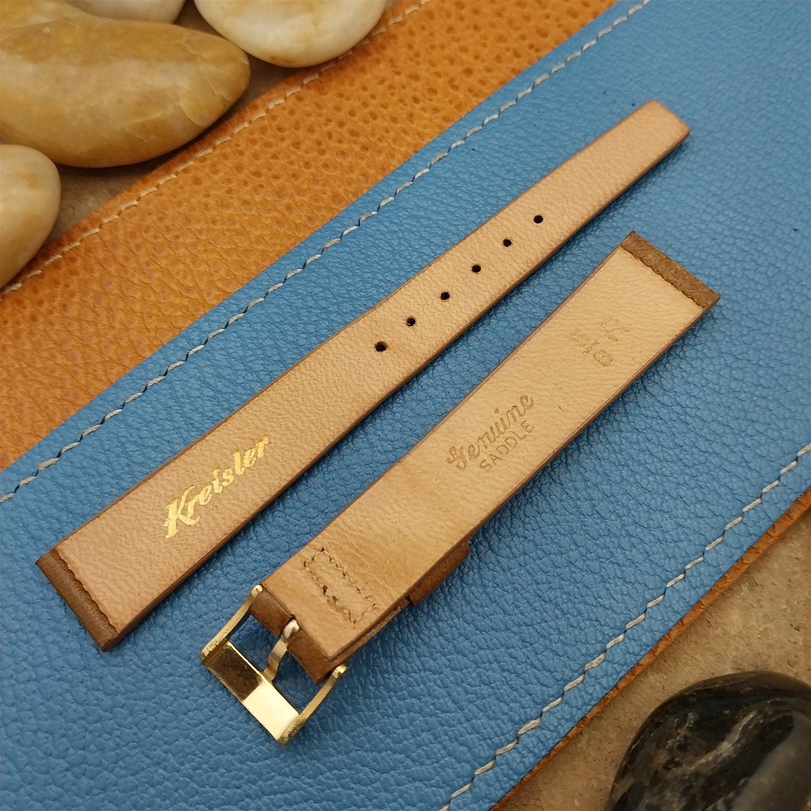 Vintage 5/8" Kreisler Trapeze Tapered Brown Saddle Leather Unused nos Watch Band