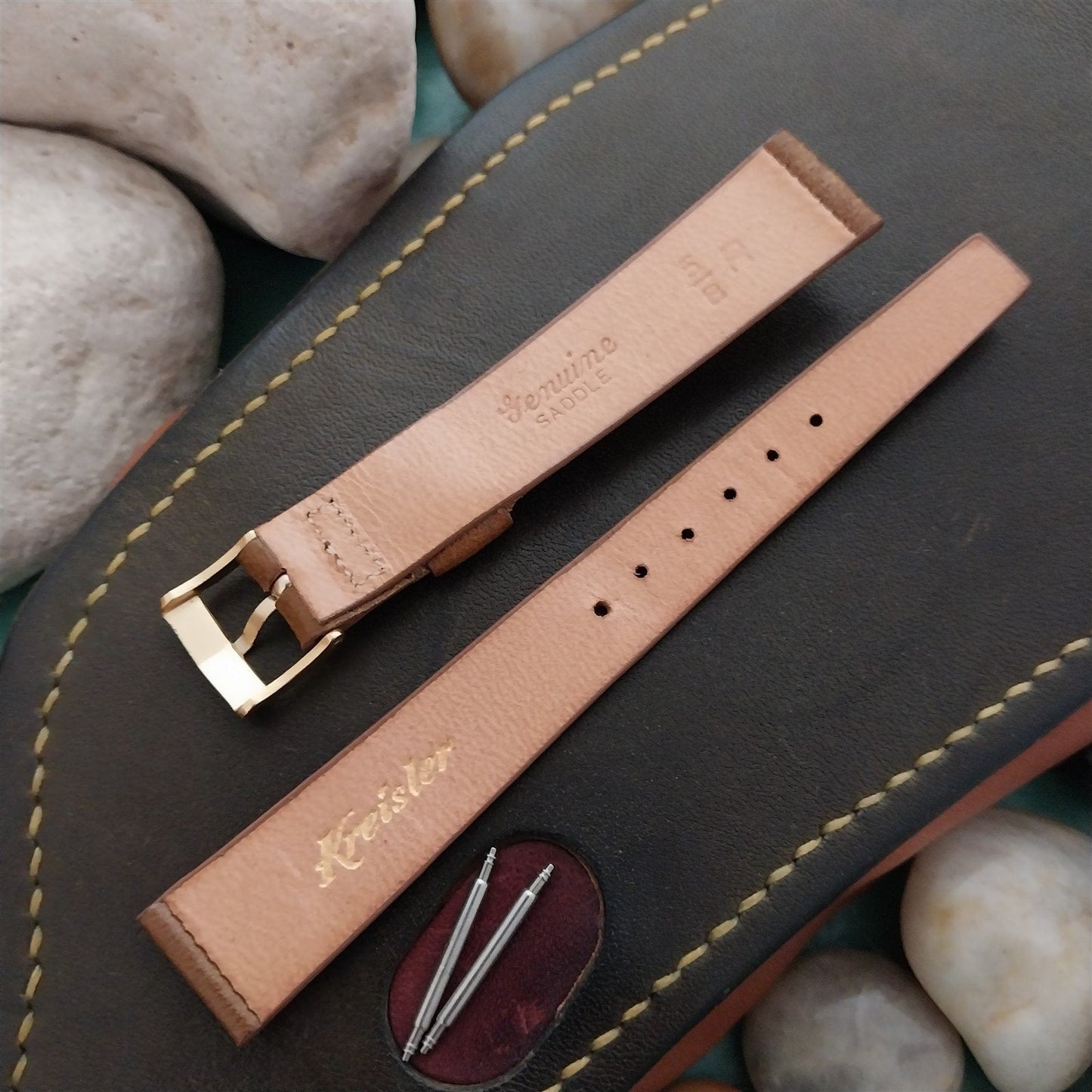 5/8" Kreisler Trapeze Tapered Brown Saddle Leather Unused Vintage Watch Band