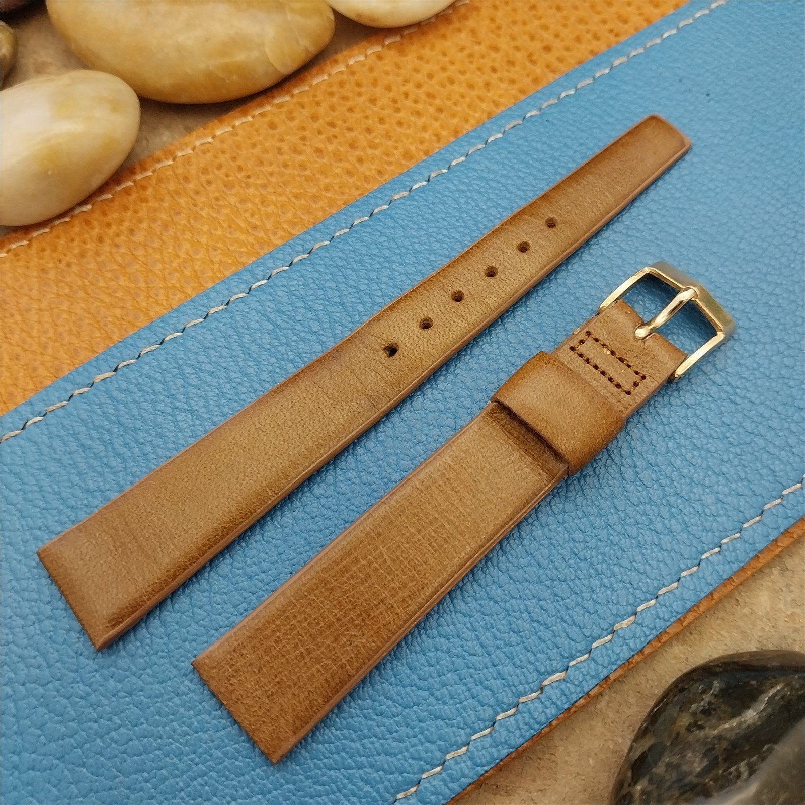 Vintage 5/8" Kreisler Trapeze Tapered Brown Saddle Leather Unused nos Watch Band