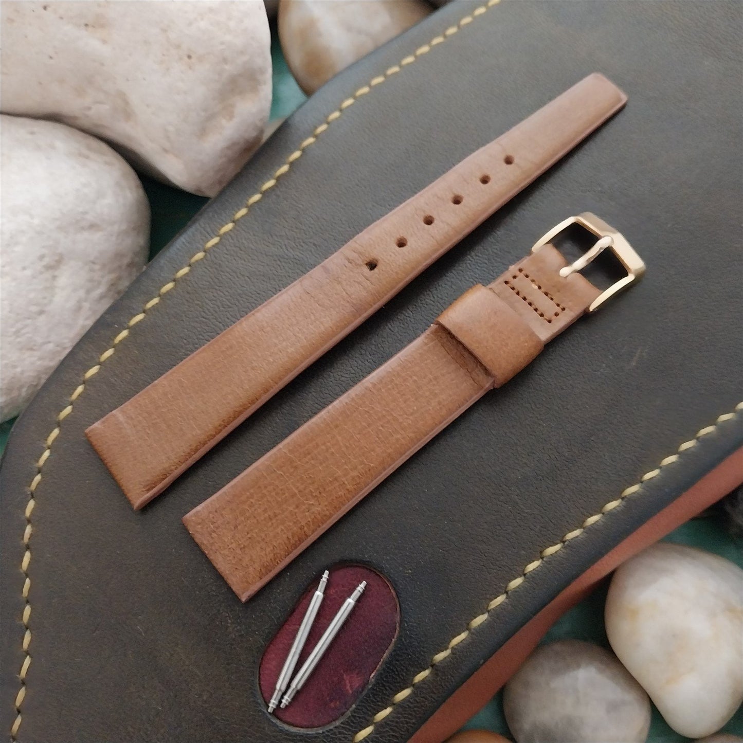 5/8" Kreisler Trapeze Tapered Brown Saddle Leather Unused Vintage Watch Band