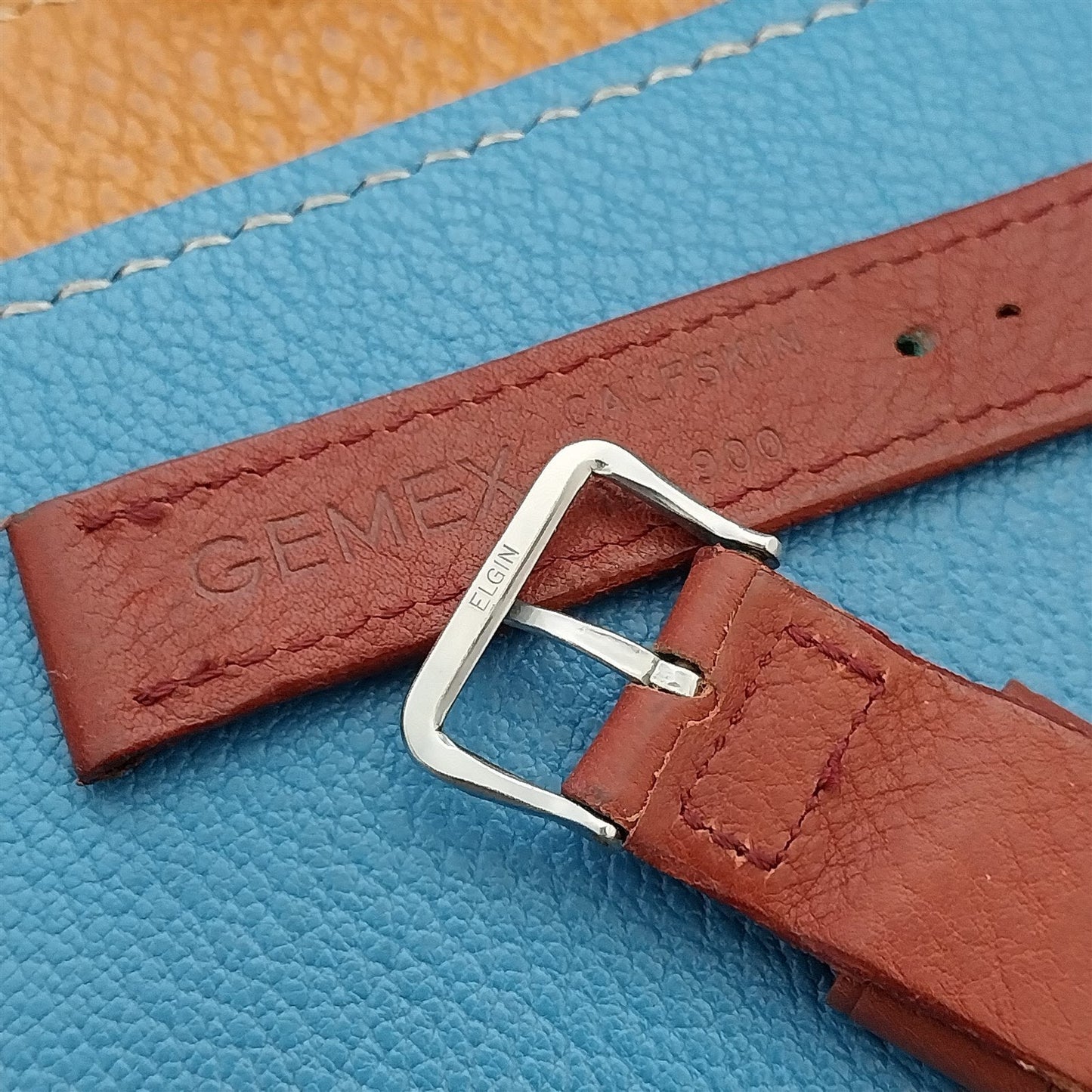 Elgin Buckle & 5/8" Gemex Calf Leather NOS ORD A-11 1950s Vintage Watch Band