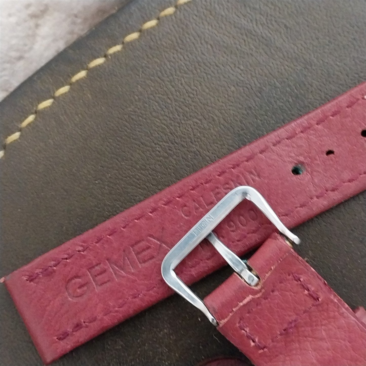 Elgin Buckle & 5/8" Gemex Calf Leather NOS ORD A-11 1950s Vintage Watch Band