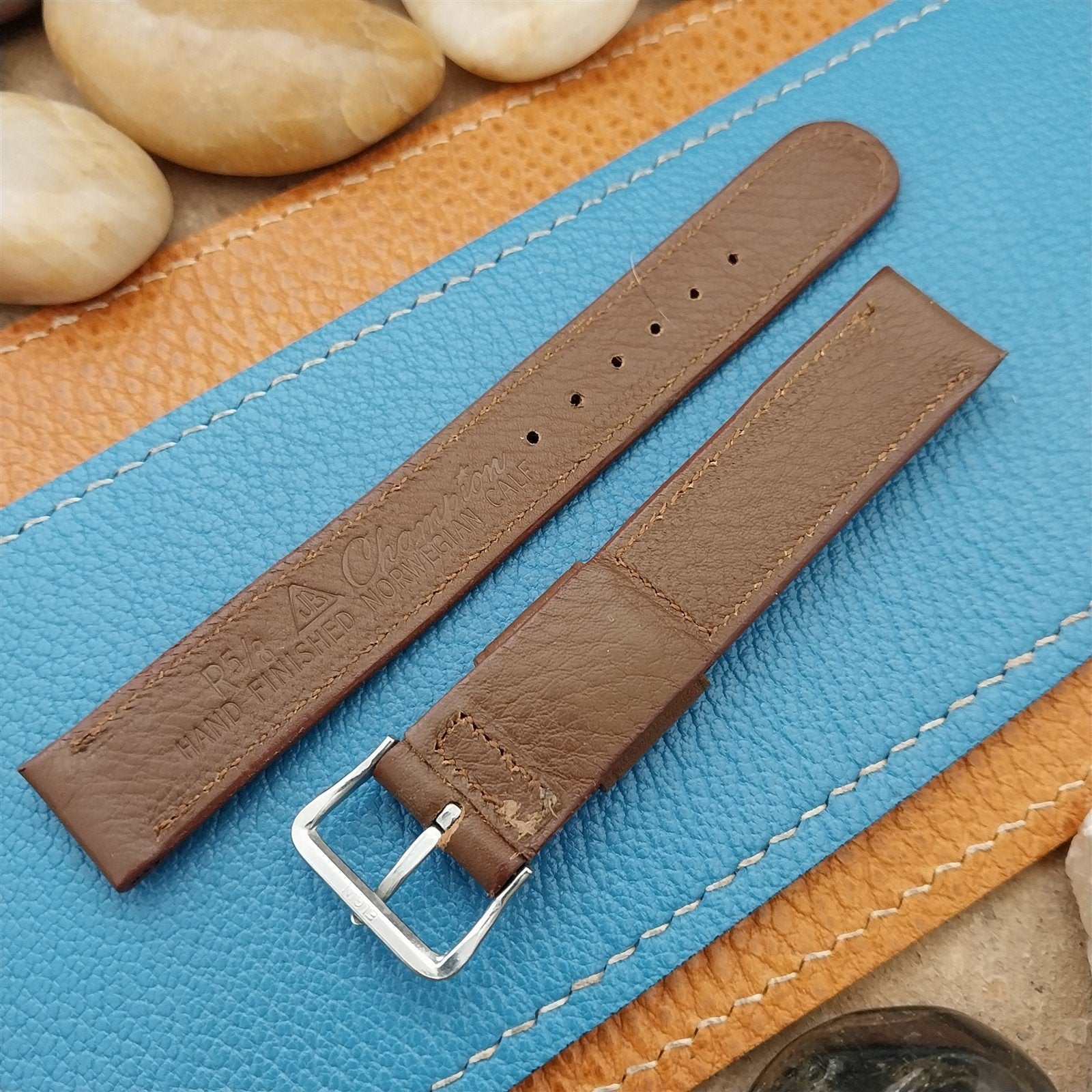 Vintage Elgin Signed Buckle & 5/8" JB Champion Calf Classic Unused Watch Band