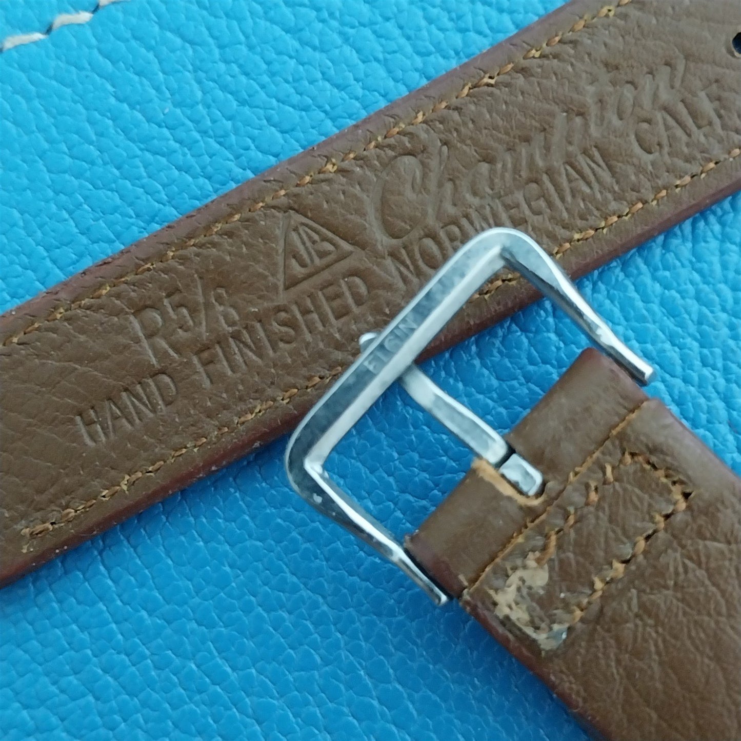 Vintage Elgin Signed Buckle & 5/8" JB Champion Calf Classic Unused Watch Strap