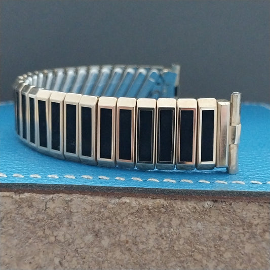 18mm 19mm Gold-Filled & Black Corfam JB Champion Unused 1960s Vintage Watch Band