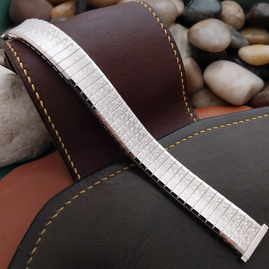 18mm 19mm 1970s White Gold rgp Long Speidel Fairway Unused Vintage Watch Band