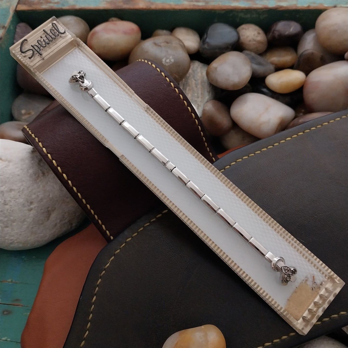 White Gold-Fill & Rhinestone Ladies Single-Lug Speidel Unused Vintage Watch Band