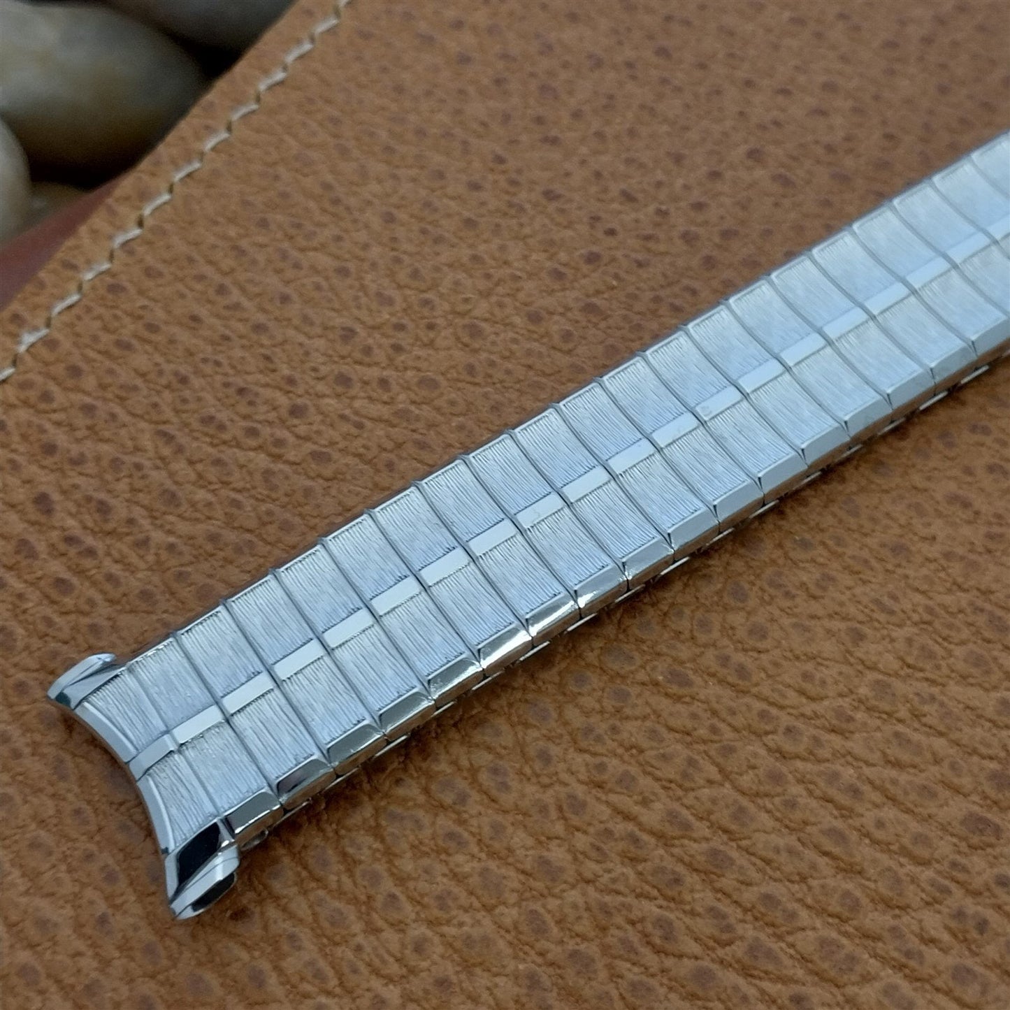 19mm 18mm 1970s 10k White Gold-Filled Speidel High Ridge nos Vintage Watch Band