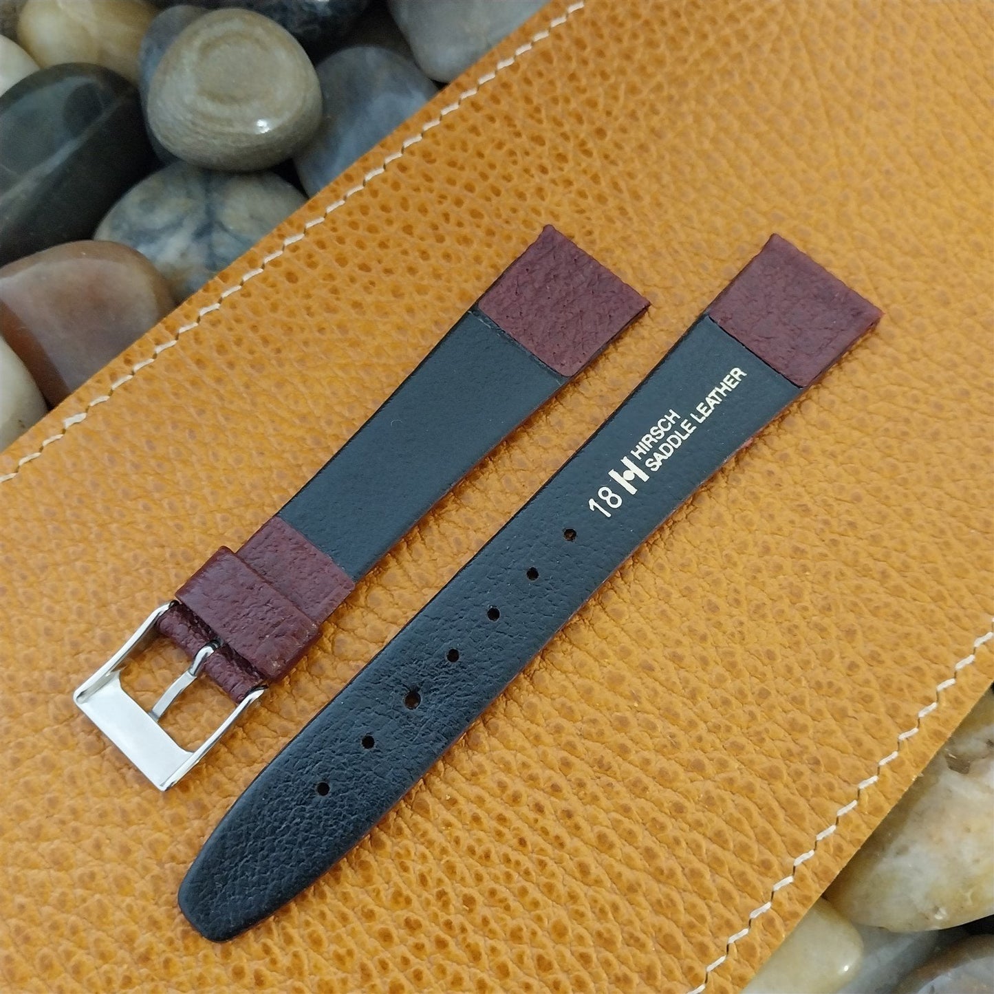 18mm Hirsch Saddle Leather Classic Tapered 18/14 nos Unused Vintage Watch Band