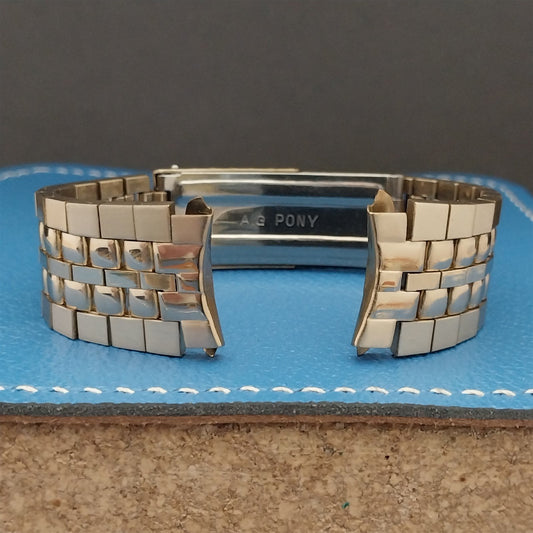 18mm Beads of Rice Curved End Gold-Tone Pony Unused nos Vintage Watch Band