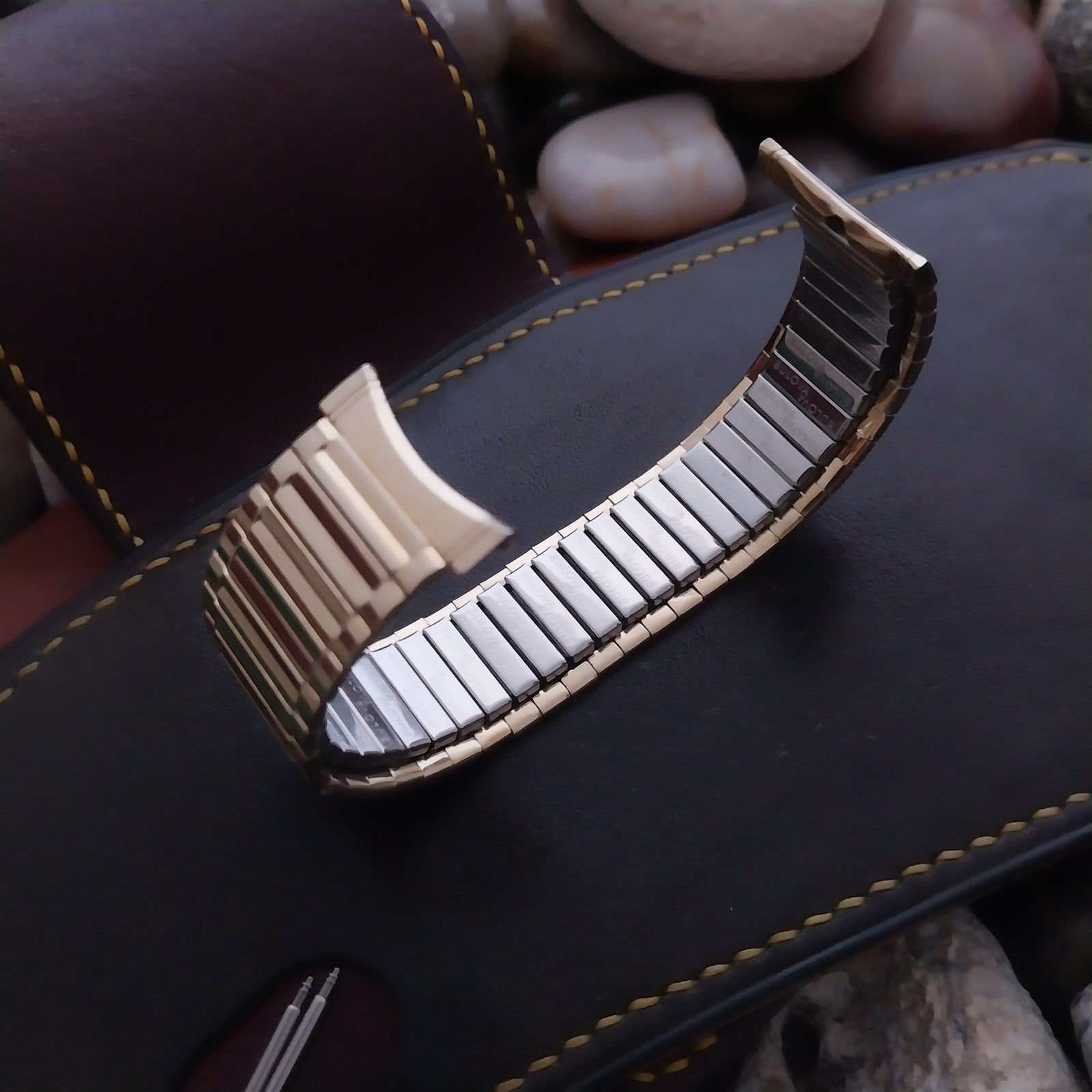 22mm 20mm 19mm Bulova Yellow Gold rgp Wide Unused nos 1970s Vintage Watch band