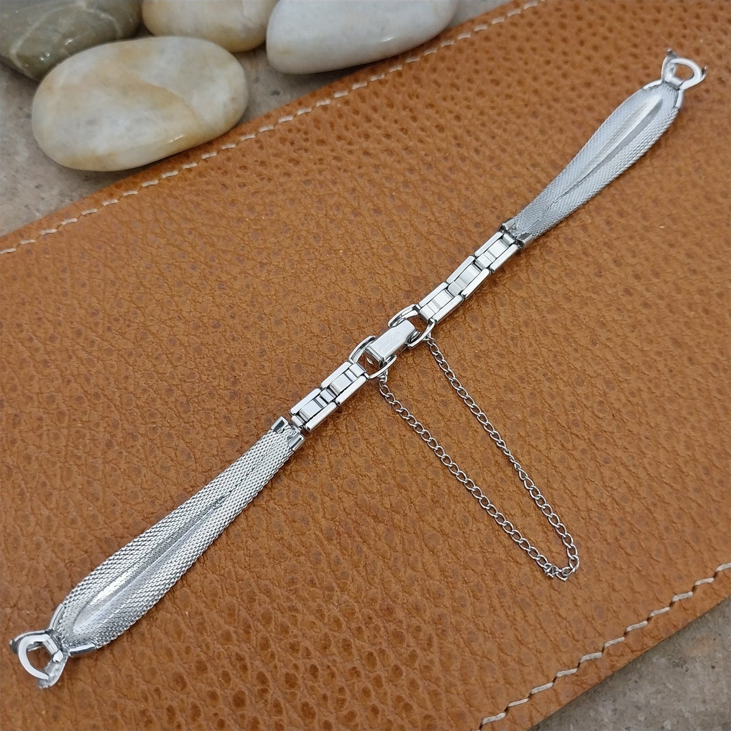 White Gold-Filled Mesh Ladies Speidel Teardrop Unused 1960s Vintage Watch Band