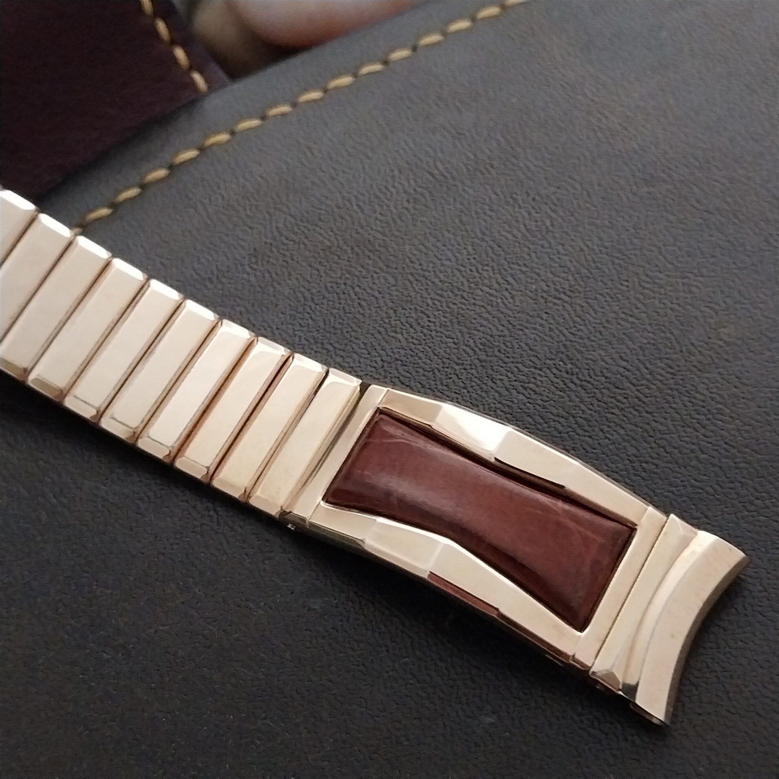 Gold Filled & Alligator Mid Century Gemex Unused 1950s Vintage Watch Band