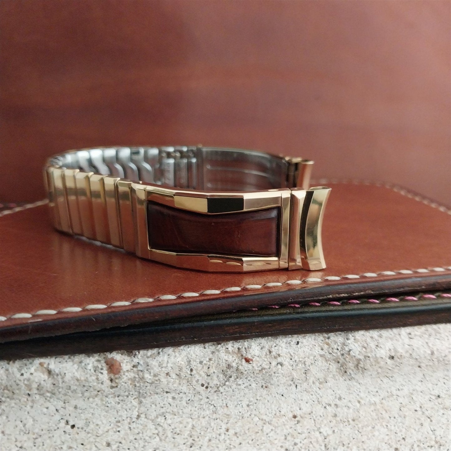 Gold Filled & Alligator Mid Century Gemex Unused 1950s Vintage Watch Band