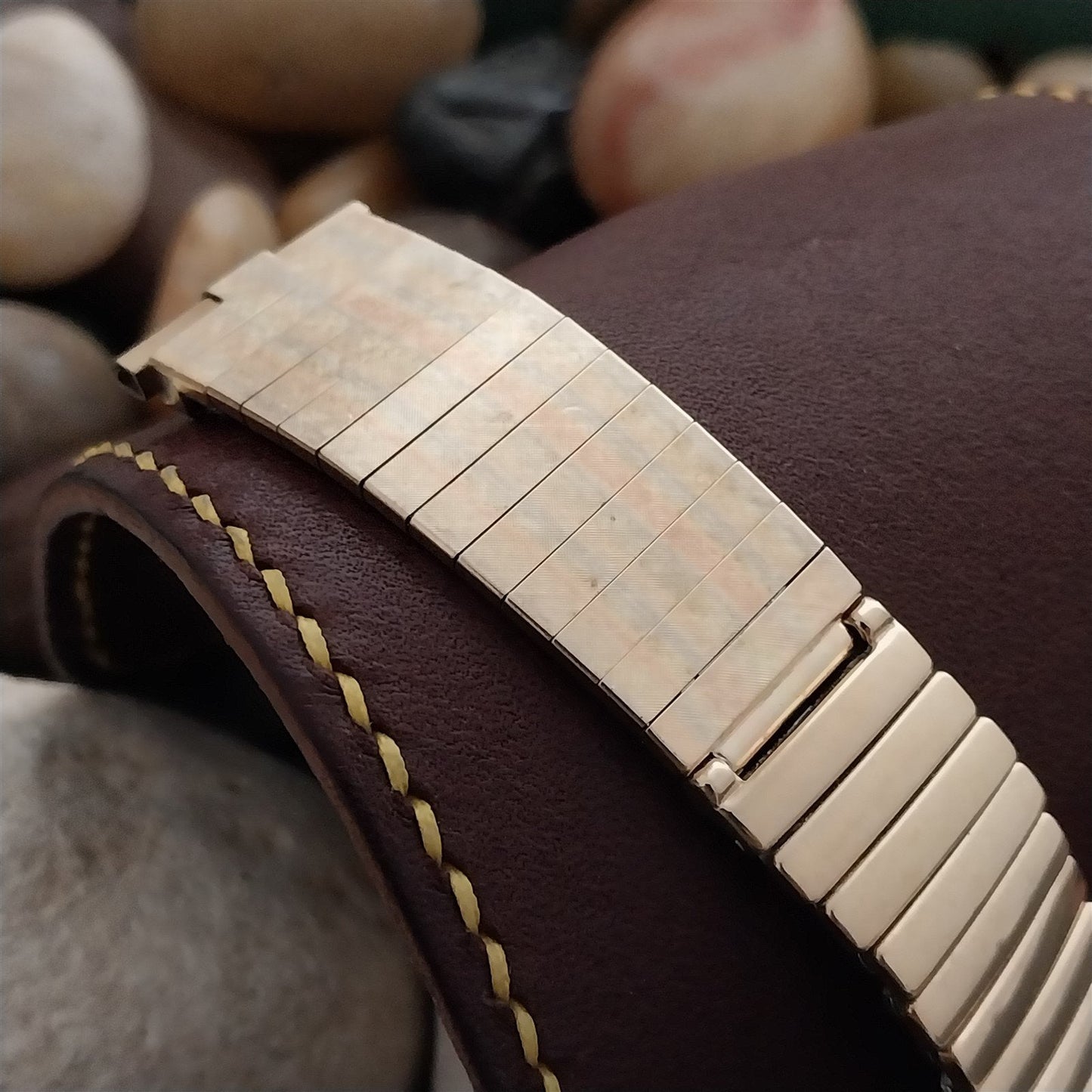 19mm 18mm JB Champion White Rose & Yellow Gold-Filled nos 1960s Vintage Watch Band