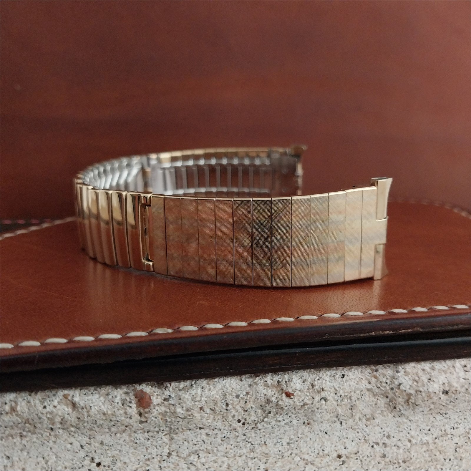 19mm 18mm JB Champion White Rose & Yellow Gold-Filled nos 1960s Vintage Watch Band