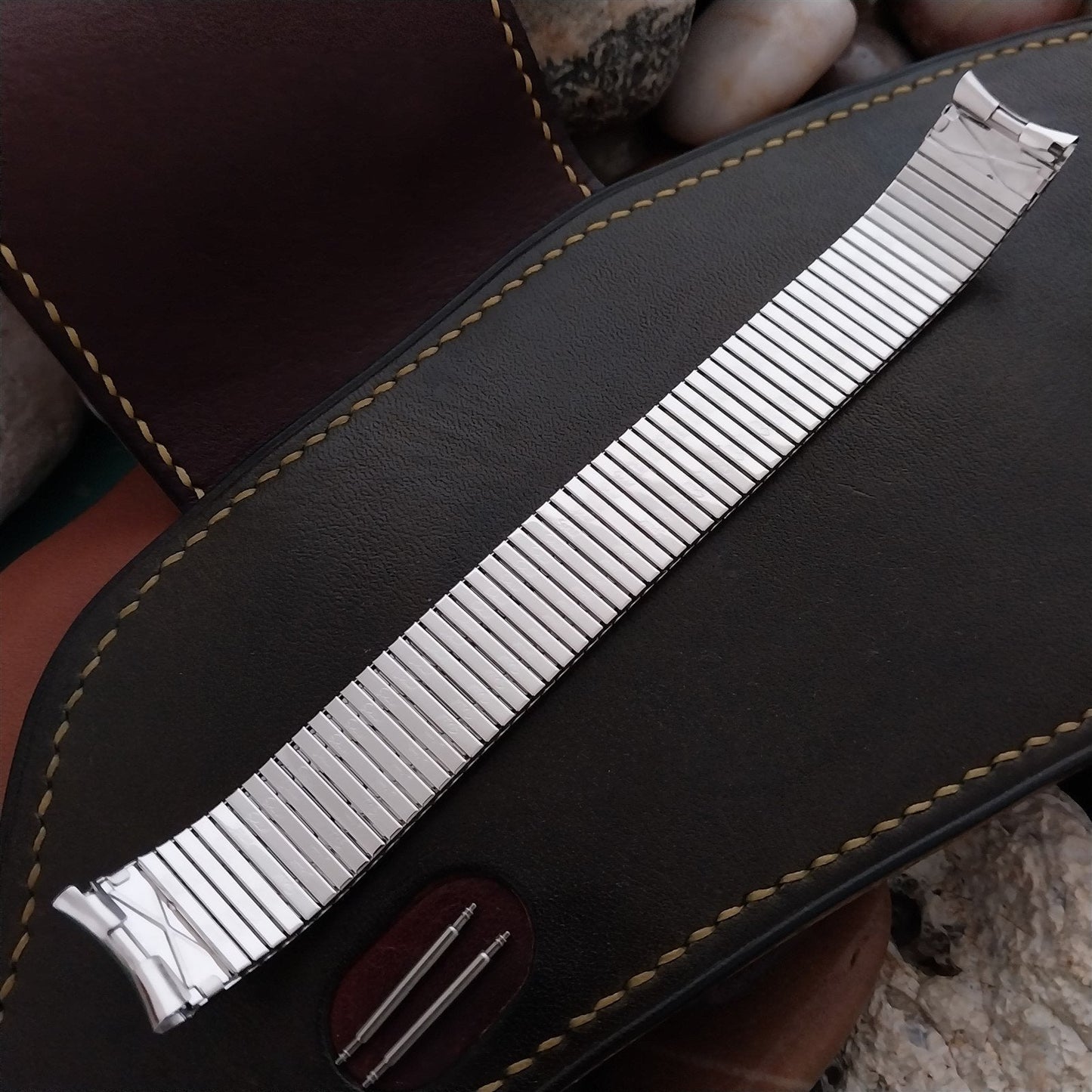 17.2mm 10K White Gold-Filled Speidel Thinline Vintage Watch Band