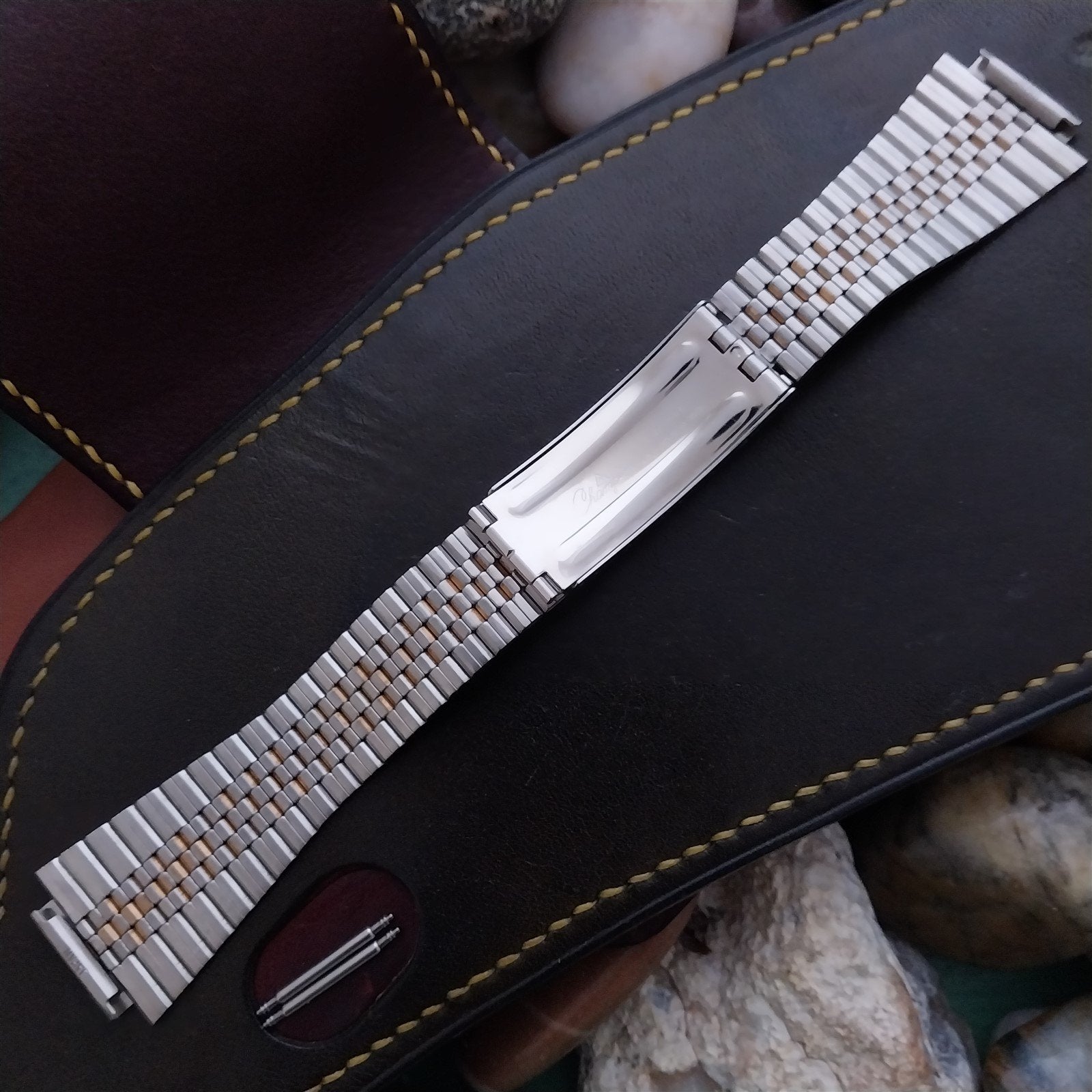 17.2mm Stainless Steel & Gold RGP JB Champion Unused 1970s Watch Band