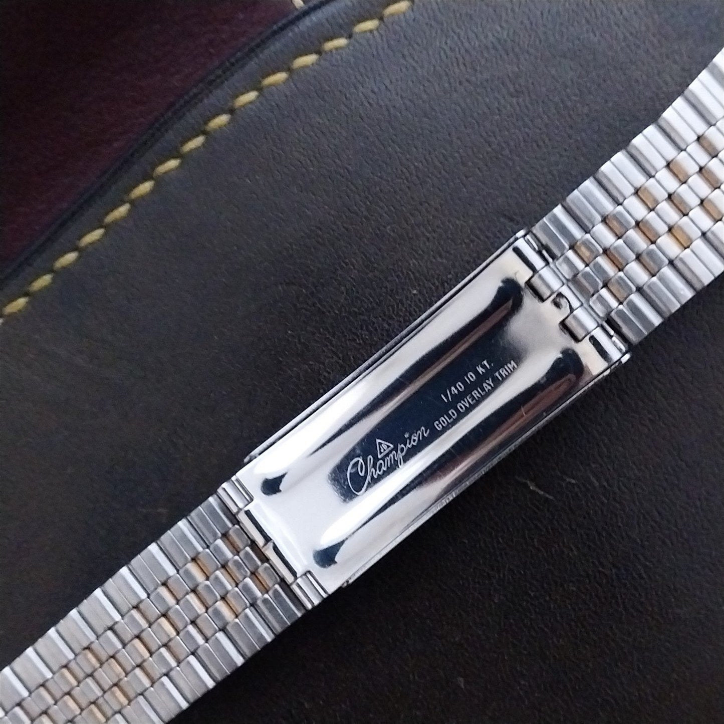 17.2mm Stainless Steel & Gold RGP JB Champion Unused 1970s Watch Band