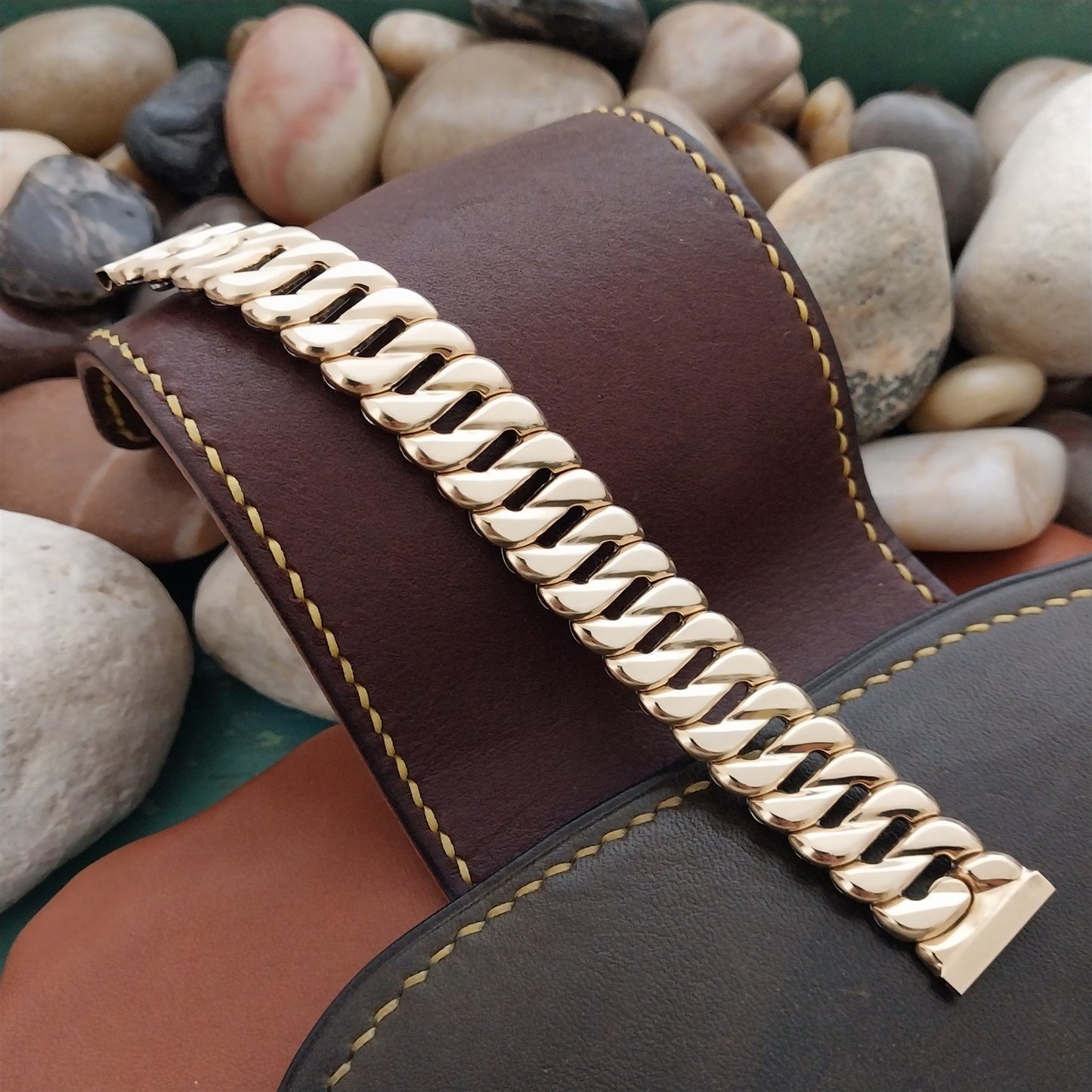 1950s 10k Gold Filled Foster Curb-Link Expansion 5/8" nos Vintage Watch Band