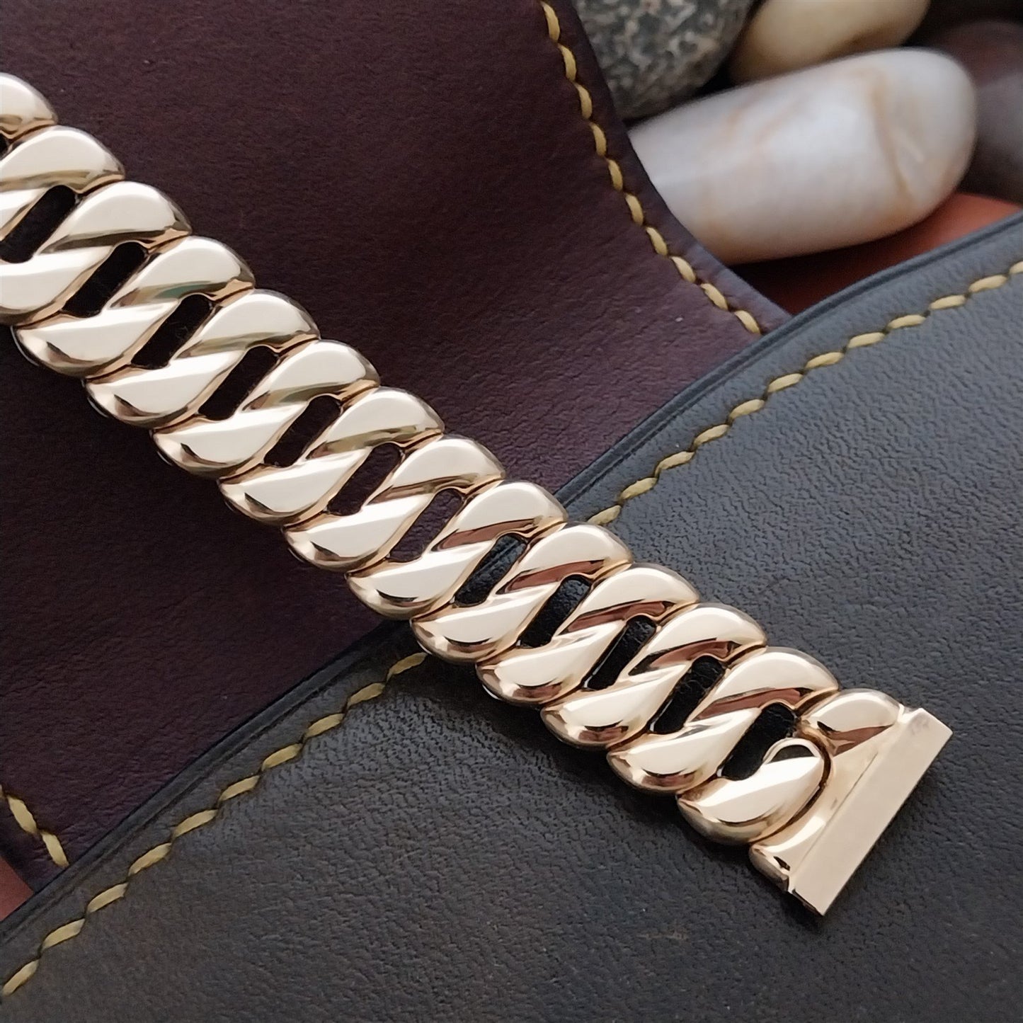 1950s 10k Gold Filled Foster Curb-Link Expansion 5/8" nos Vintage Watch Band