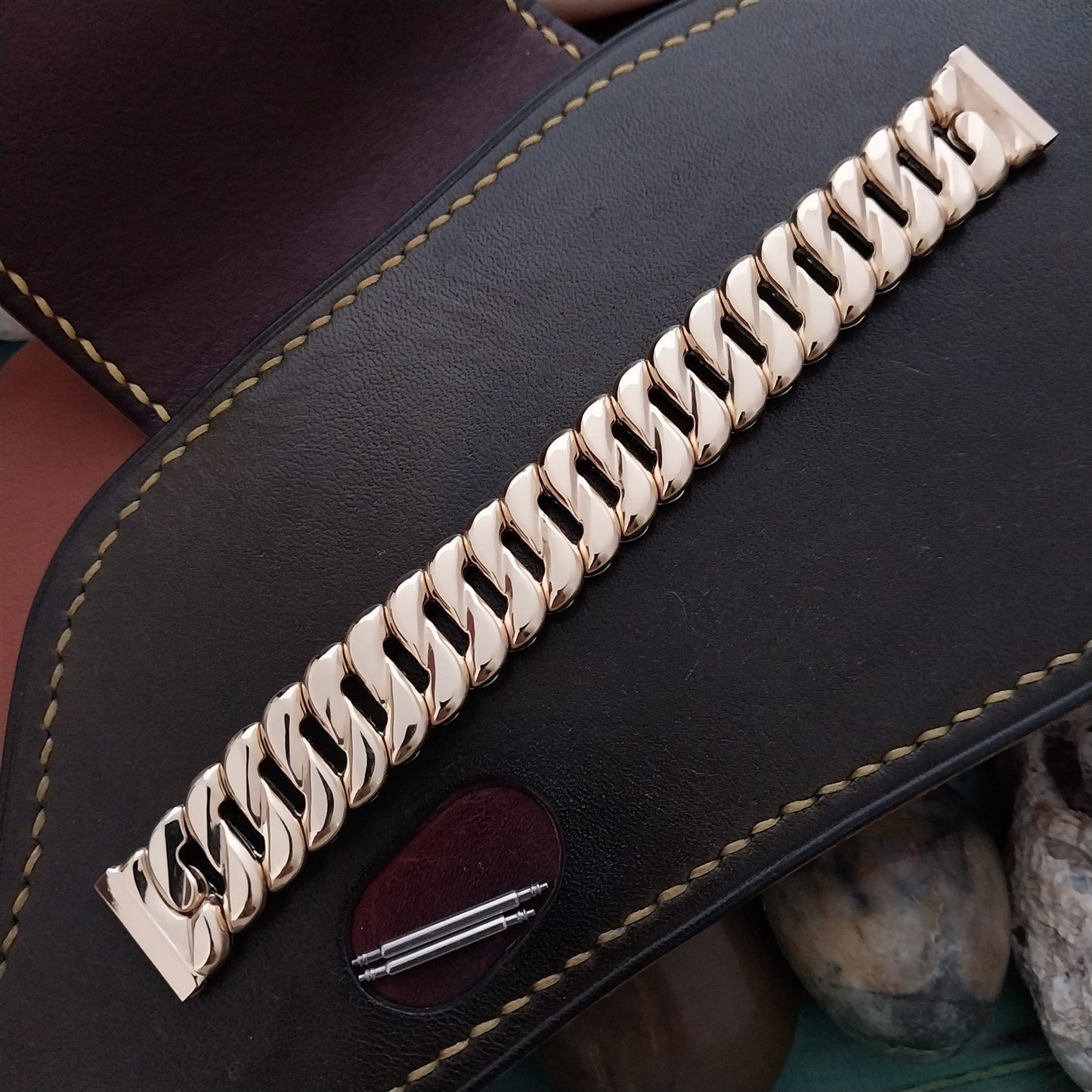 1950s 10k Gold Filled Foster Curb-Link Expansion 5/8" nos Vintage Watch Band