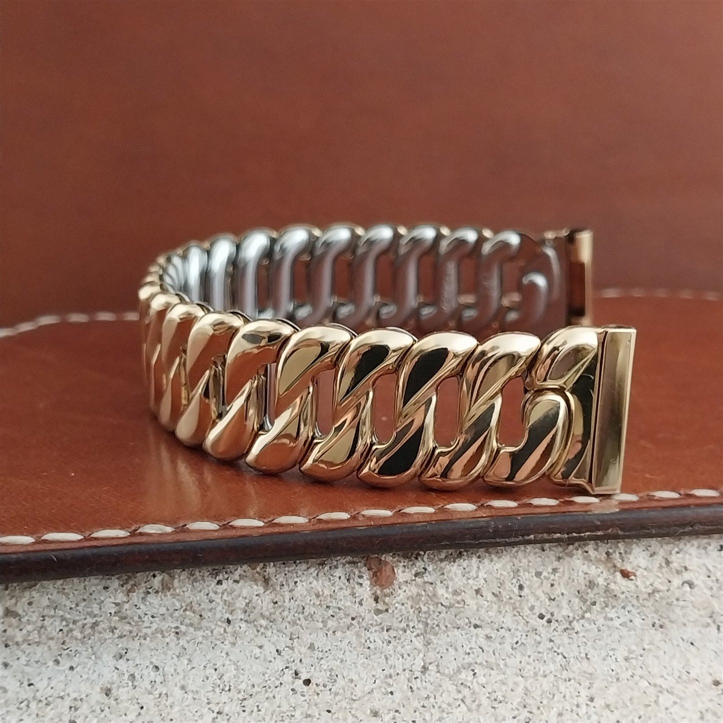 1950s 10k Gold Filled Foster Curb-Link Expansion 5/8" nos Vintage Watch Band